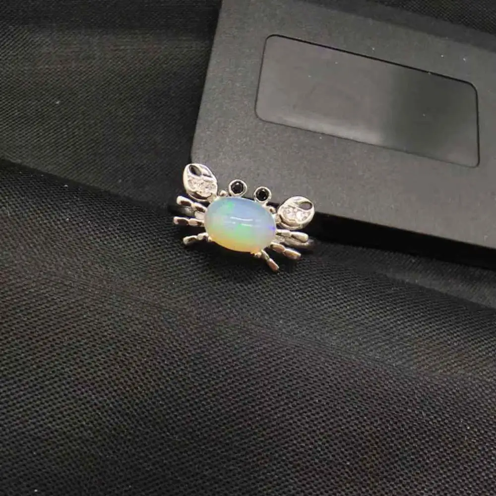 Platinum plated Натуральное Австралийское опал серебряное кольцо с драгоценными камнями Твердое Серебро 925 пробы кольцо с опалом для женщин - Цвет камня: Platinum plated