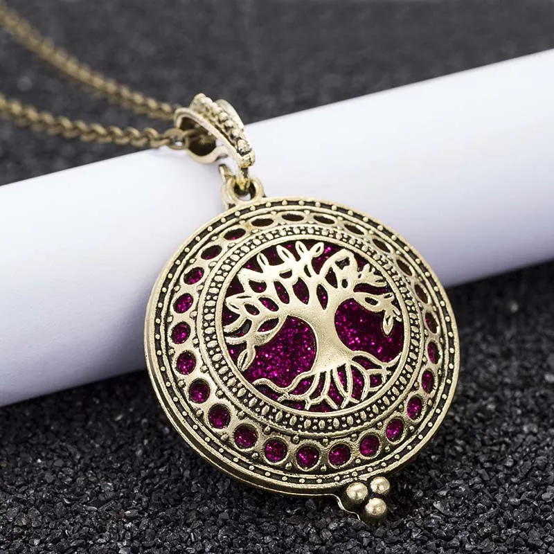 Арома диффузор Ожерелье старинное Древо жизни медальон открытый кулон Духи