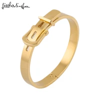 luxury brand gold men titan buckle belt charm cuff titanium stainless steel bracelets bangles for men women jewelry