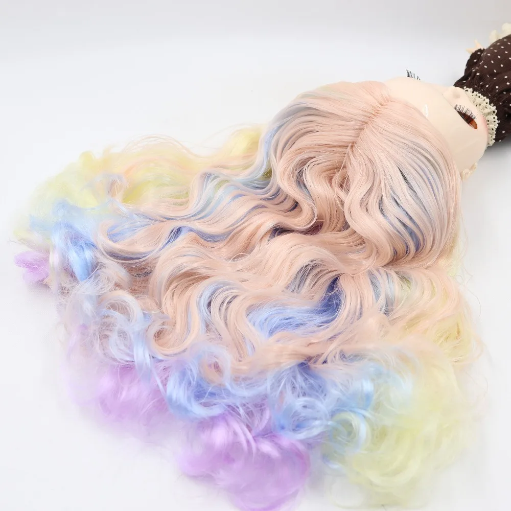 Blyth кукла ледяной rbl головы и купол красочные волосы парик для DIY пользовательские куклы