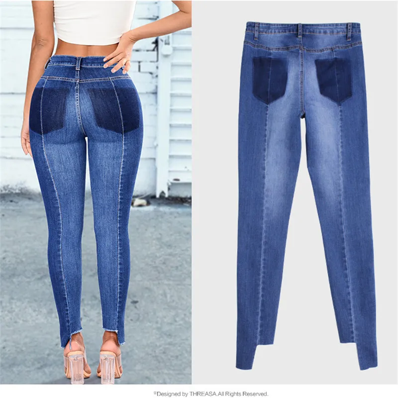 

2018 Plus Size Vintage Casual Jeans Woman Fashion Elasticity Boyfriend High Waist Blue Jeans