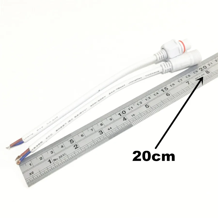 5 пар/лот 2 контактный ядерный водонепроницаемый светодиодный разъем с 20 см 2x0 (мм2)