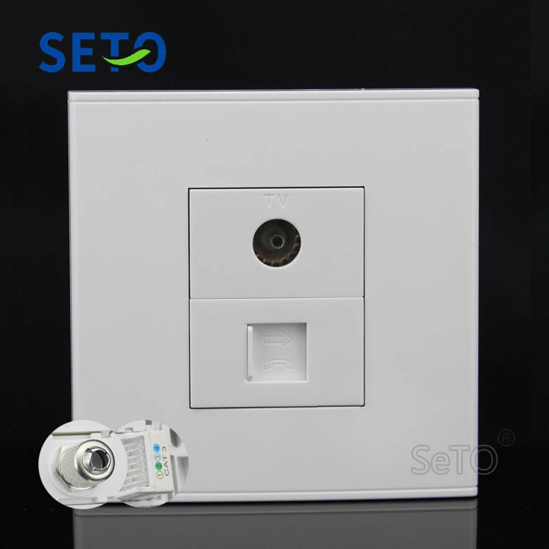 SeTo 86 Тип ТВ + RJ11 Cat3 телефонная Панель розетка настенная пластина гнездо Keystone