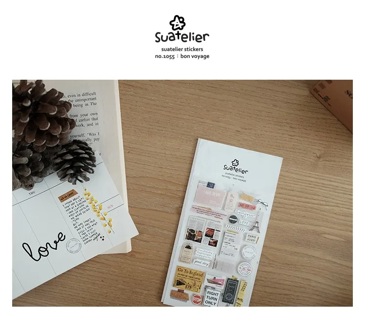 Suatelier Bon Voyage old label style paper scrapbook sticker hobby DIY adhesive stickers cutting dies planner decoration