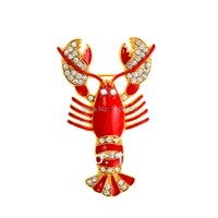 free shipping 2021 cute red crystal women brouches rhinestone lobster brooch pin strass broches x1395