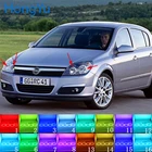 Разноцветные светодиодсветодиодный RGB-лампы для фар, ангельские глазки, гало, кольцевой глаз, ДХО, Радиочастотный пульт дистанционного управления для Opel Astra H, без проектора, 2007- 10, аксессуары