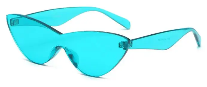 blue lens Женские солнцезащитные очки карамельного цвета, прозрачные, зеленые, без оправы, кошачий глаз, солнцезащитные очки для женщин и мужчин, винтажные очки Gafas de sol oculos - Цвет линз: blue lens