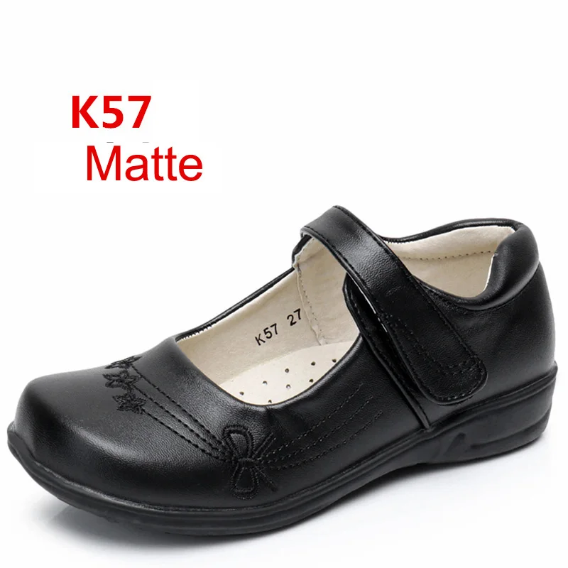 K57 Matte Ребенок Обувь кожаная для девочек из искусственной кожи для девочек тонкие кожаные Официальные ботинки большой вышивкой партия студенты Туфли без каблуков Обувь для девочек Туфли принцессы - Цвет: K57 Matte