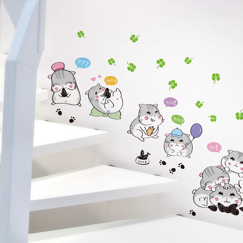 [Dreamarts] мультфильм милые хомяки Животные наклейки на стену ПВХ материал DIY