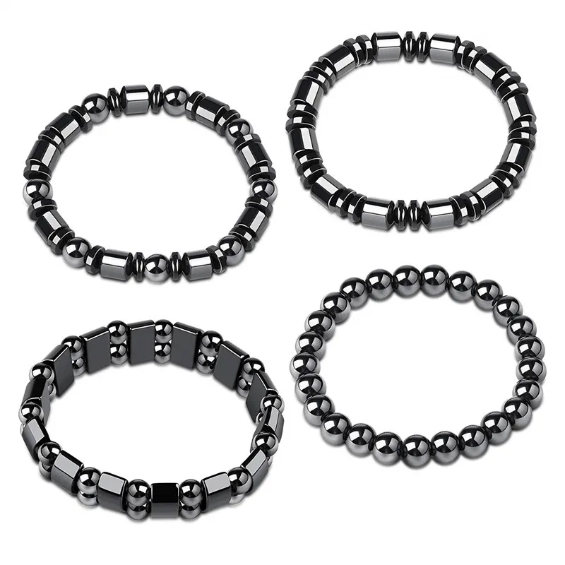 

Hematite Bracelet for Men Women Reiki Healing Bangle Bracelet Energy Magnetic Tiger Eye Therapy Hologram Beaded men's Bracelets