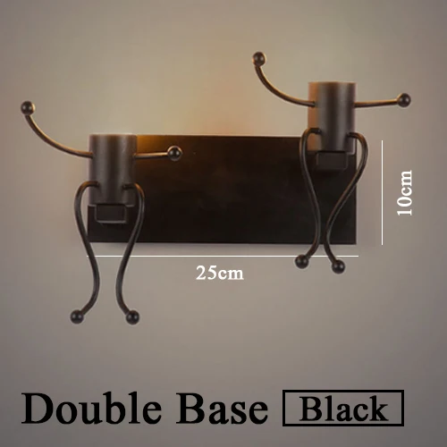 Double base Black Украшение комнаты светодиодный настенный светильник робот человек Темный проект для деревенского дома ниша настенный креативный детский Лофт кровать лампа - Цвет абажура: Double base Black