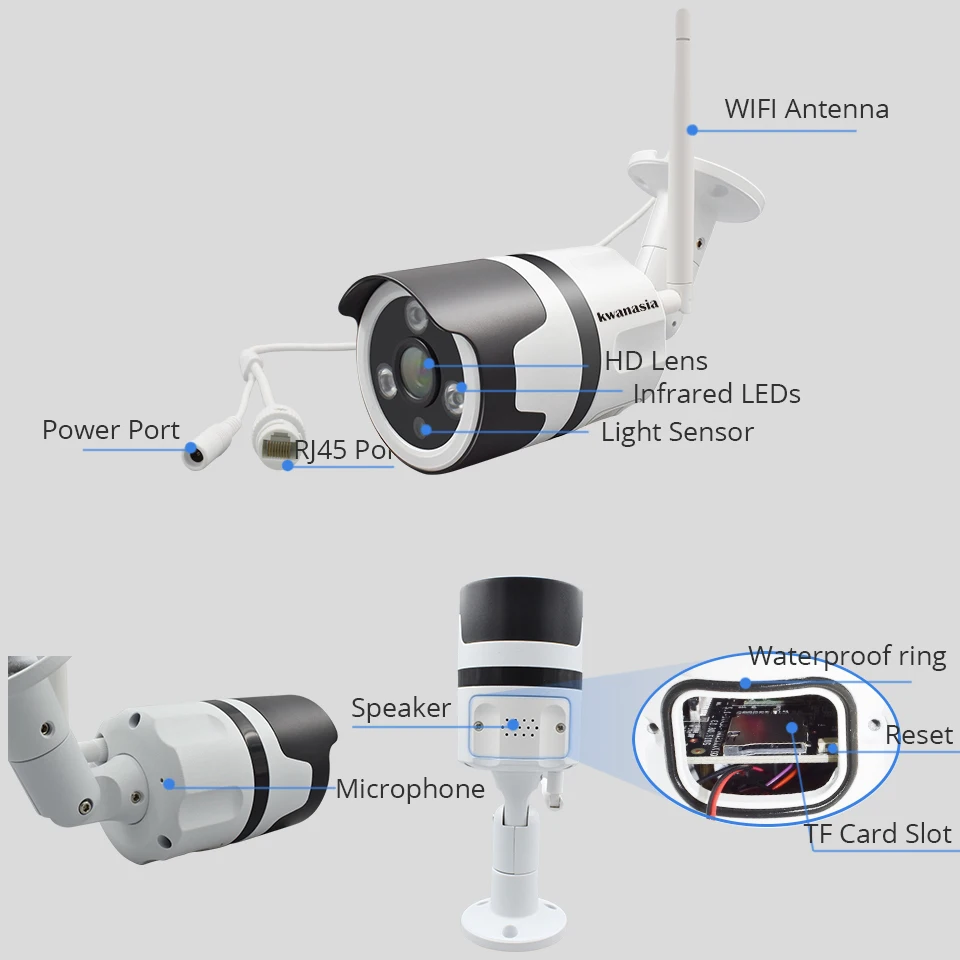 IP камера наружная беспроводная водонепроницаемая с поддержкой Wi Fi 2 МП 1080P|Камеры