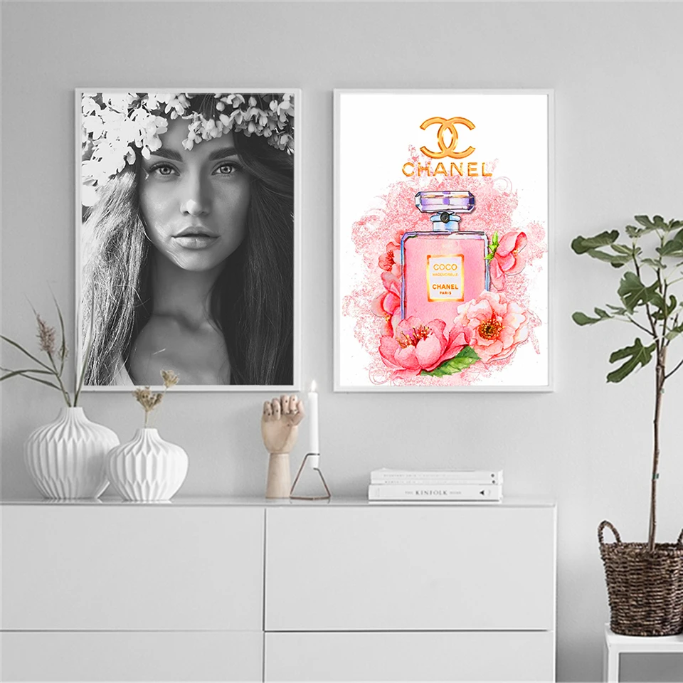 Скандинавские модульные принты Духи Цветок Женщина картины декоративные для