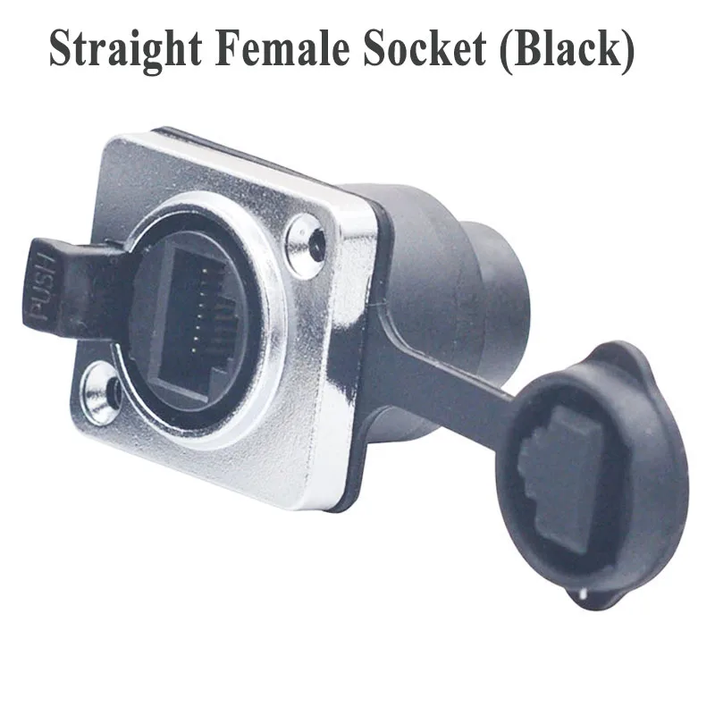 Straight Black F 10 шт./лот водонепроницаемый RJ45 Женский Панель Крепление прямой/правый угол 8P8C RJ45 Ethernet разъем IP65 водонепроницаемый разъем - Цвет: Straight Black F