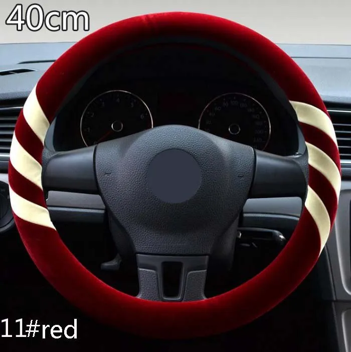 11 red 40cm Rete 36/38/40 см Универсальный чехол рулевого колеса автомобиля украшения Нескользящие Дышащие Модные короткие меховые полосы дизайн Wh - Название цвета: 11 red 40cm