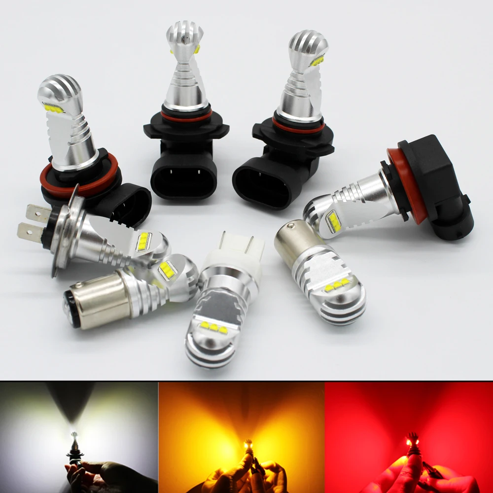 Автомобильные противотуманные фары H8 H11 Led HB4 9006 HB3 9005 H7 H1 H3 P13 белые и желтые 12 В 24