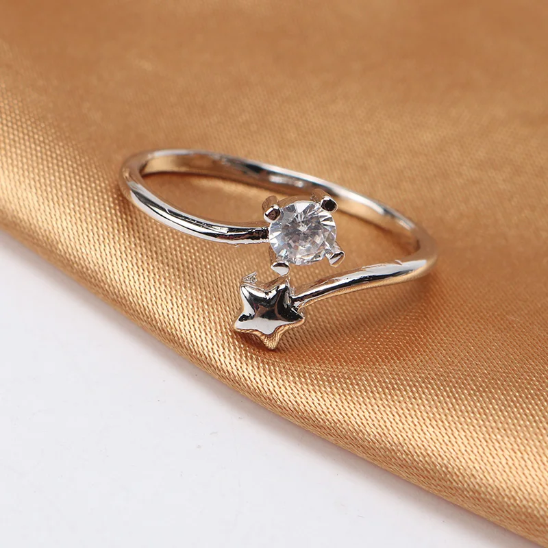 Дизайнерский милый циркон Звезда открытый манжетный регулируемый палец кольца