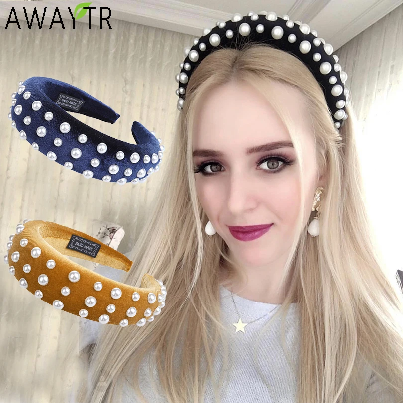 AWAYTR бархат 4 CM мягкий резинка эластичная повязка на голову для девочек широкие Пластик модные головной убор лента для волос кольца Для женщин аксессуары для волос