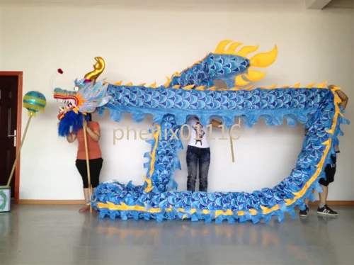 18M 10 adult  loong costume CHINESE DRAGON DANCE silk Folk Festival Celebration Costume 10 adult to play