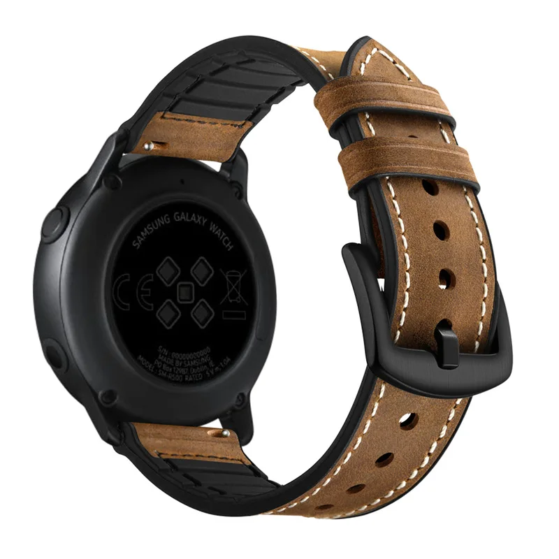 20 мм винтажный кожаный ремешок для часов для samsung Galaxy Watch 42 мм активный 2 44 мм 40 мм ремешок для gear S2 классический спортивный Amazfit Bip