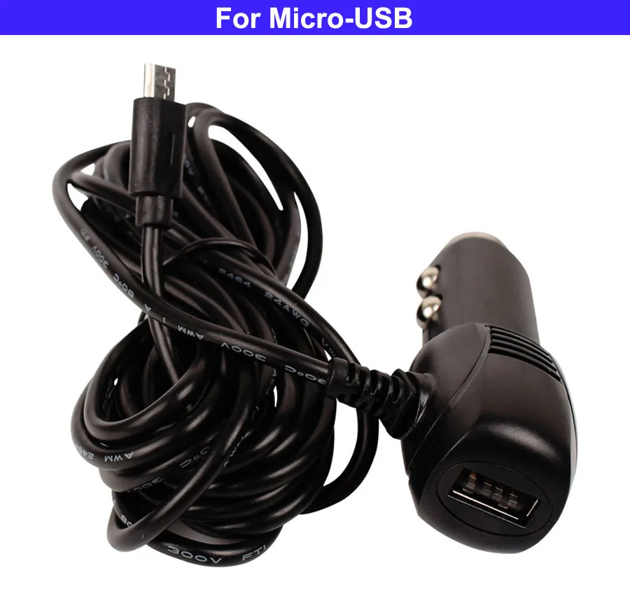 Автомобильные аксессуары Зажигалка адаптеры питания длинный провод 2А с USB Mini-usb Miro-usb интерфейс для gps камеры сотового телефона