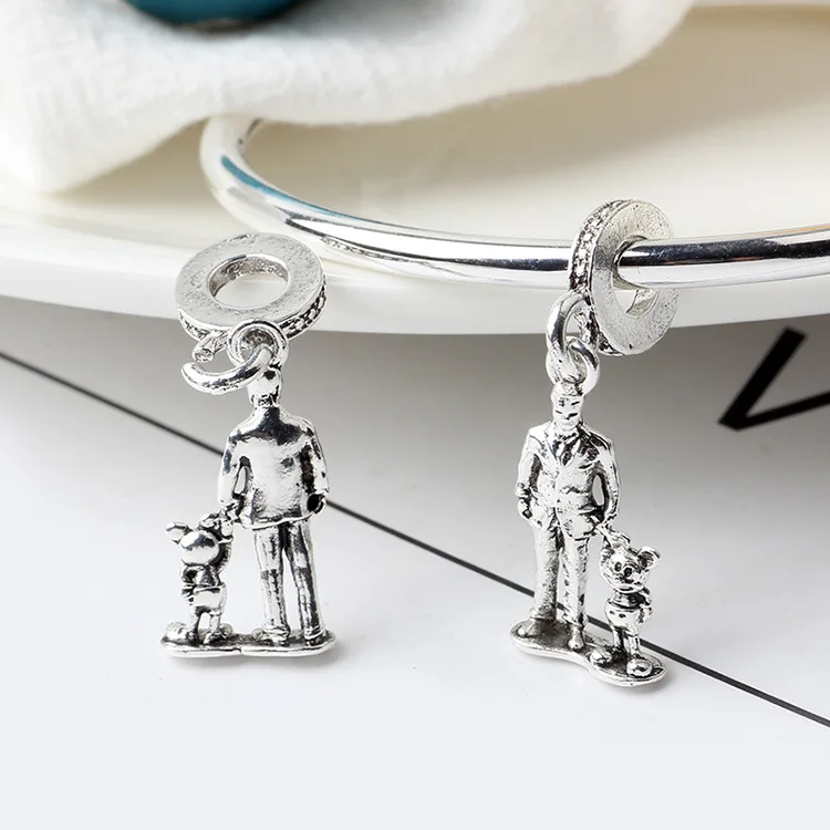 Btuamb Панк Серебряный Цвет Кукла кулон Микки бусы Fit Pandora Браслеты ожерелья для