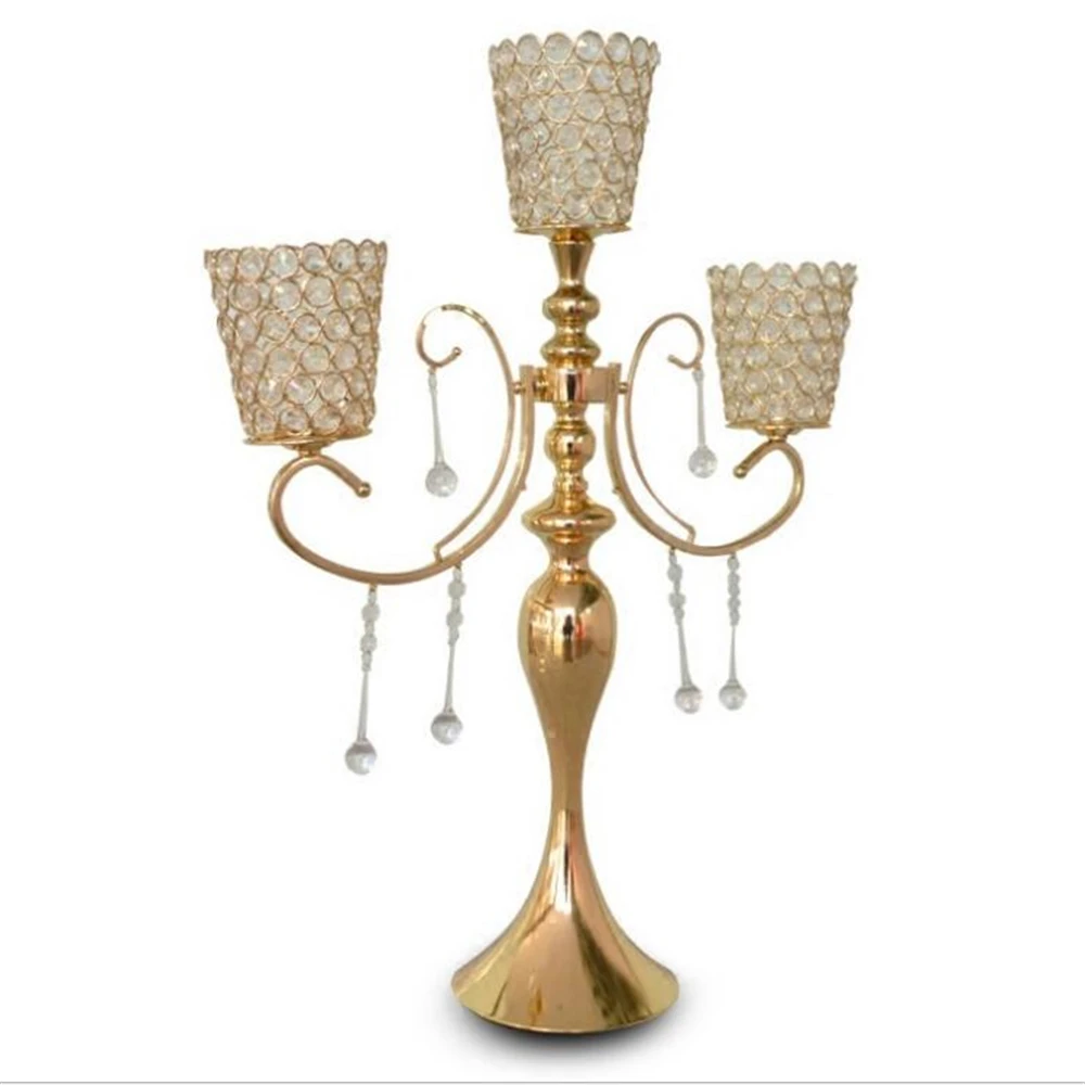 Подсвечник золотистый с подвесками высота 65 см 10 шт./лот | Дом и сад