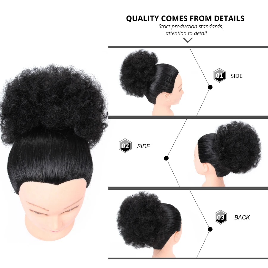 

Leeons Synthetic Drawstring Ponytail Puff Kinky curly Ponytail Extensions High Ponytail Hairpieces Brown False Fake Hair Bun