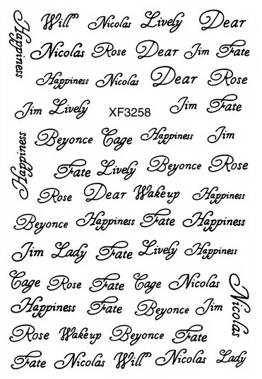 XF3258 Black Text Tag LOVE Nail Sticker Decoration Back Glue Letter Love Label Decals Manicure Design Forever Young Stickers for Nails Foil - Цвет: XF3258 Black