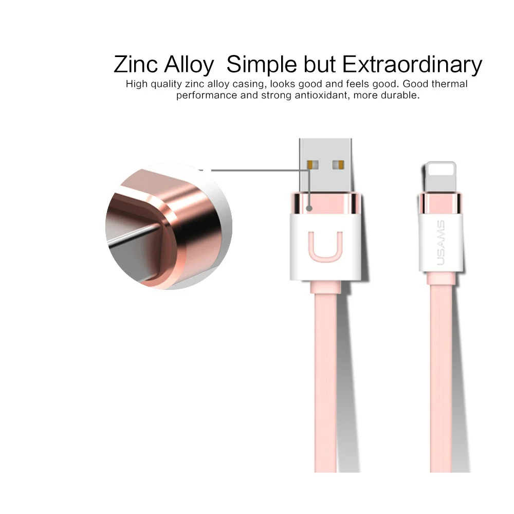 Для iphone 5 5S Usb кабель USAMS 1 м 3Ft сплава цинка 2.1A лапша usb-зарядное устройство