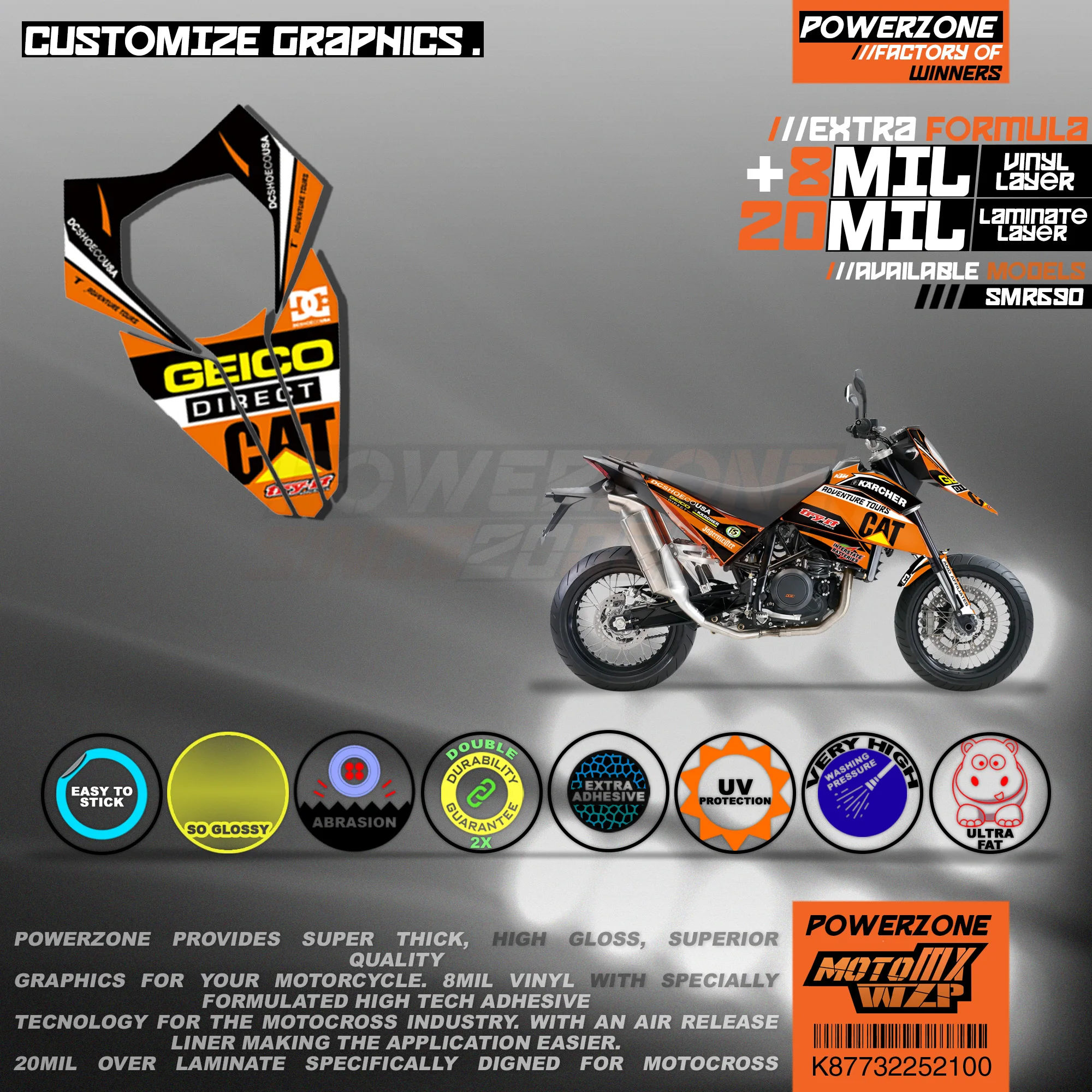 PowerZone на заказ футбольной команды Графика Фоны наклейки 3m Набор наклеек для KTM SM