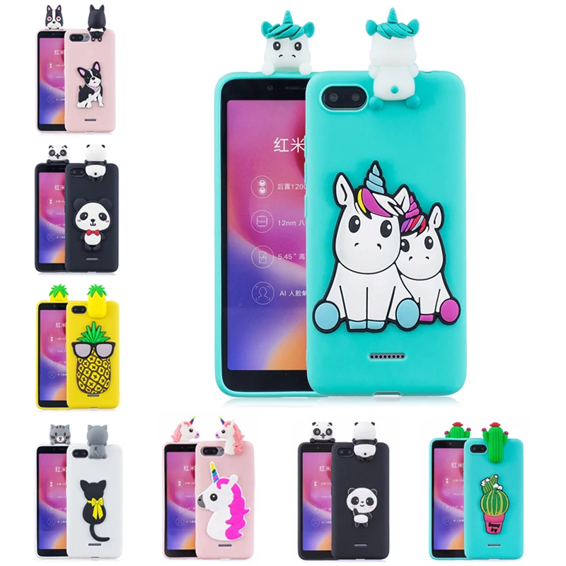 Мягкий Силиконовый ТПУ чехол для Xiaomi Redmi 6A 3D единорог панда кошка телефона xiomi redmi