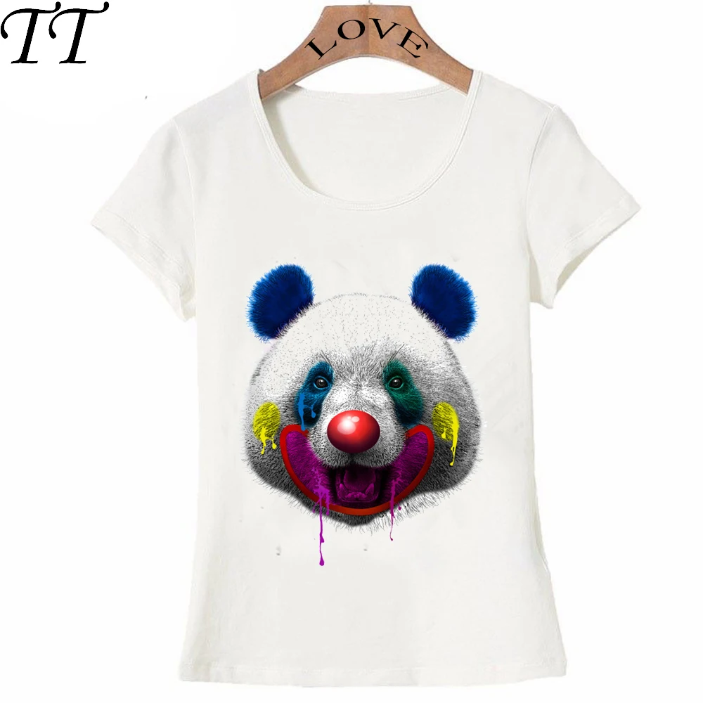 Сумасшедший Летняя мода Для женщин Panda Клоун Футболка хорошего качества