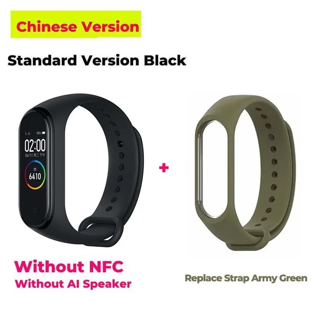 CN standard Amygreen Xiaomi mi Band 4 Смарт mi band цветной экран браслет пульсометр фитнес Bluetooth 5,0 50 м плавание mi ng водонепроницаемый смарт-браслет - Цвет: CN standard Amygreen