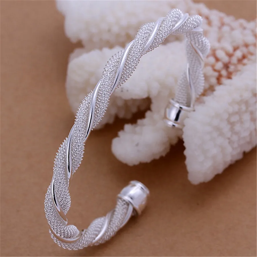 

B020 Valentine's day Christmas gift fashion silver Lovely Mesh hot Bracelet Bangle jewelry wholesale factory price B020