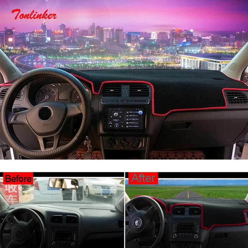 Tonlinker приборная панель защита от грязи чехол наклейка s для Volkswagen POLO 2011 18