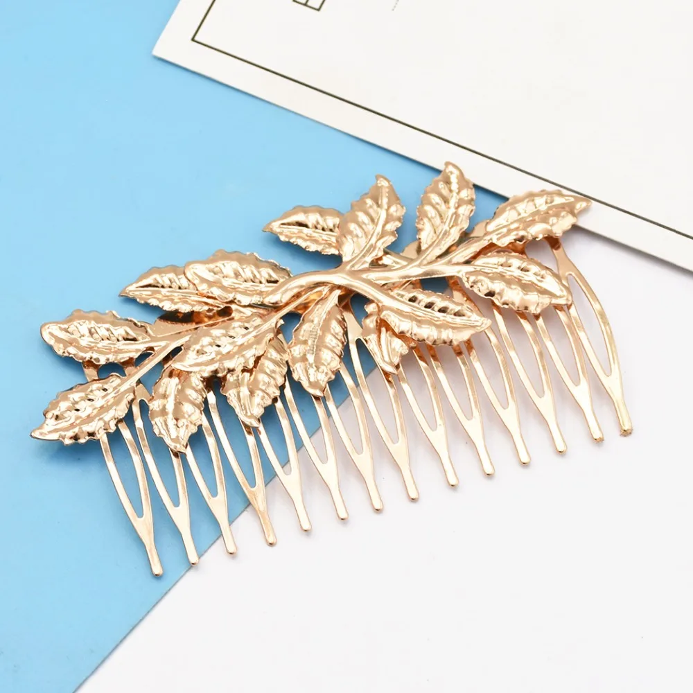 

Greek Unique Vintage Gold Metal Leaves Bun Top Hair Comb Vintage Wedding Hair Accessories Bijoux Greece Hair Pins Clip Jewelry.