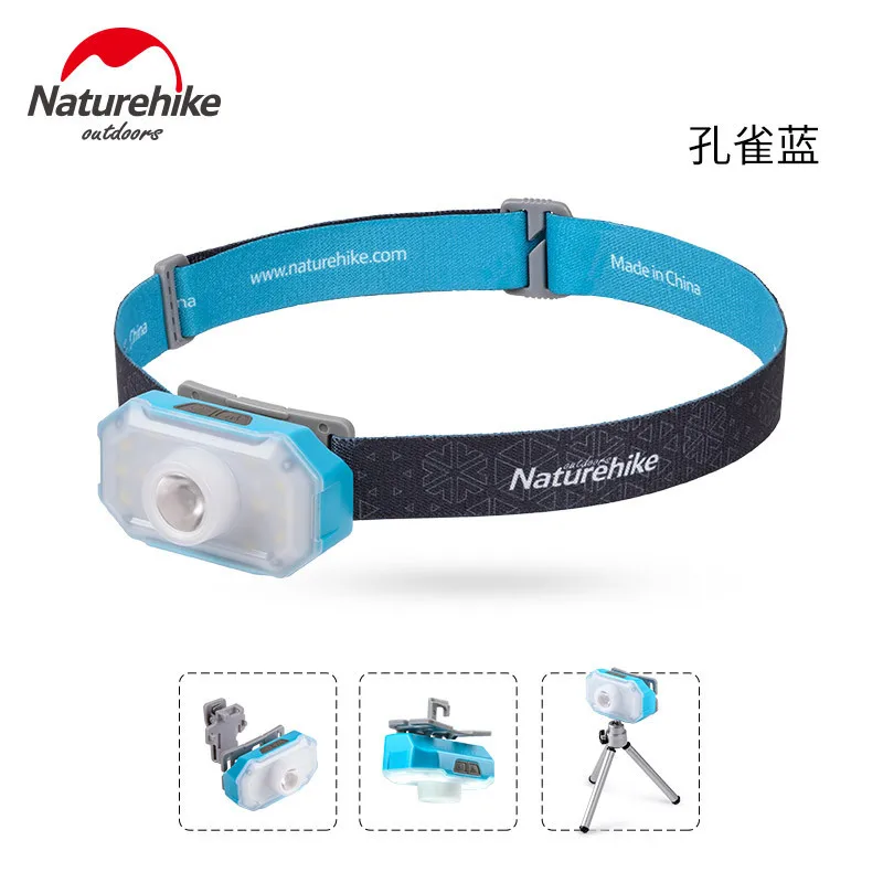 Peacock blue Многофункциональный светодиодный фонарь Naturehike с бликом на голову, супер яркий фонарь для кемпинга, палатки, бесплатный подарок, штатив - Цвет: Peacock blue