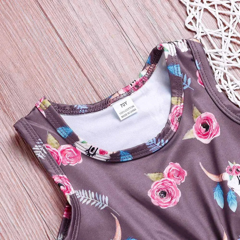 Одежда для новорожденных девочек Цветочный принт с животными Комбинезон