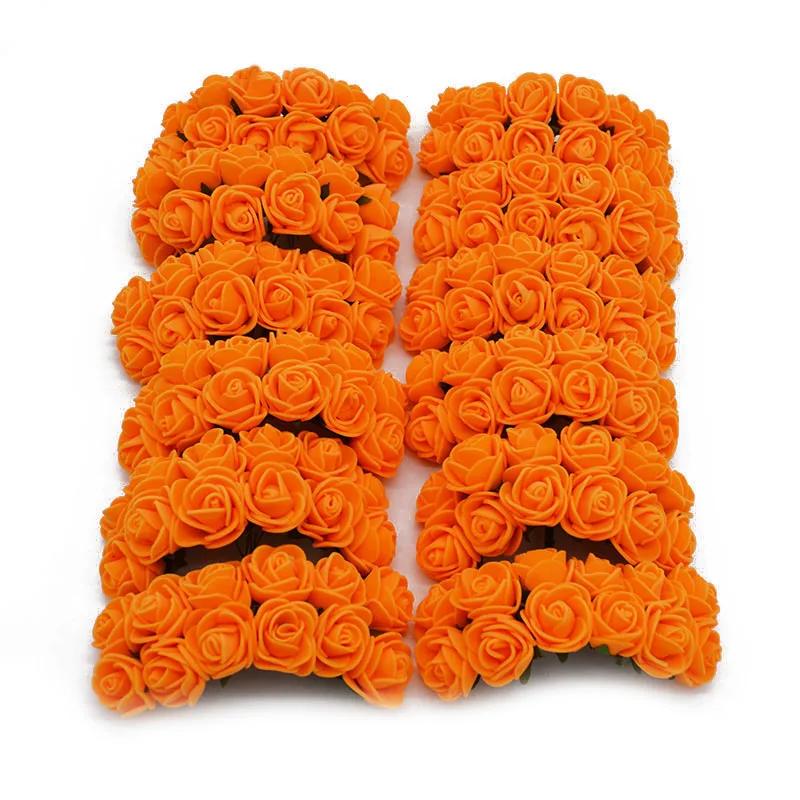 Orange 144 шт пенный плюшевый мишка, роза, украшение из ПЭ пены, голова розы, искусственные цветы, изготовленные вручную свадебные украшения, скрапбукинг, Подарочная коробка, сделай сам, венок - Цвет: Orange