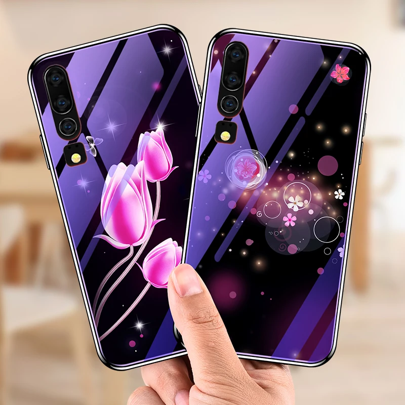 Чехол для Huawei P30 Pro роскошный чехол из закаленного стекла синего цвета Huwei lite