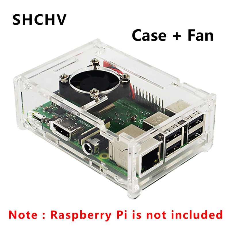 Raspberry Pi 3 акриловый прозрачный корпус с охлаждающим вентилятором подходит для