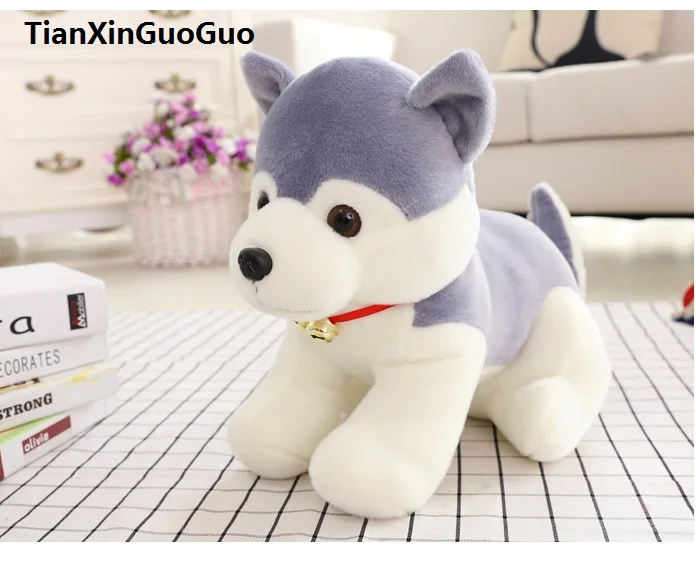 

100% new lovely bell husky gray dog about 30cm soft plush toy Doll birthday gift b2651