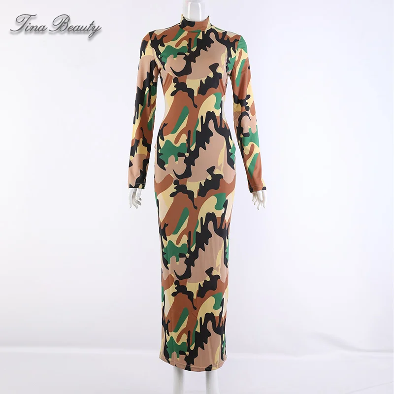 Женское платье-макси с леопардовым принтом длинным рукавом | Женская одежда