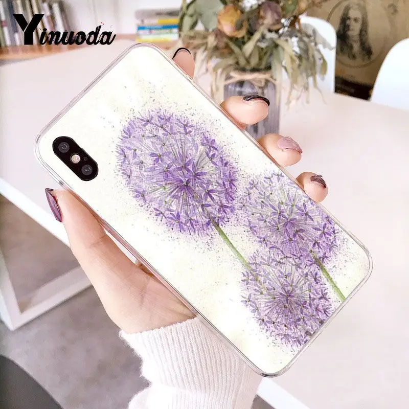 A8 Yinuoda акварельный цветок Одуванчик Лотос Лаванда Coque Shell чехол для телефона для iPhone 8 7 6 6S Plus 5 5S SE XR X XS MAX 10 - Цвет: A8