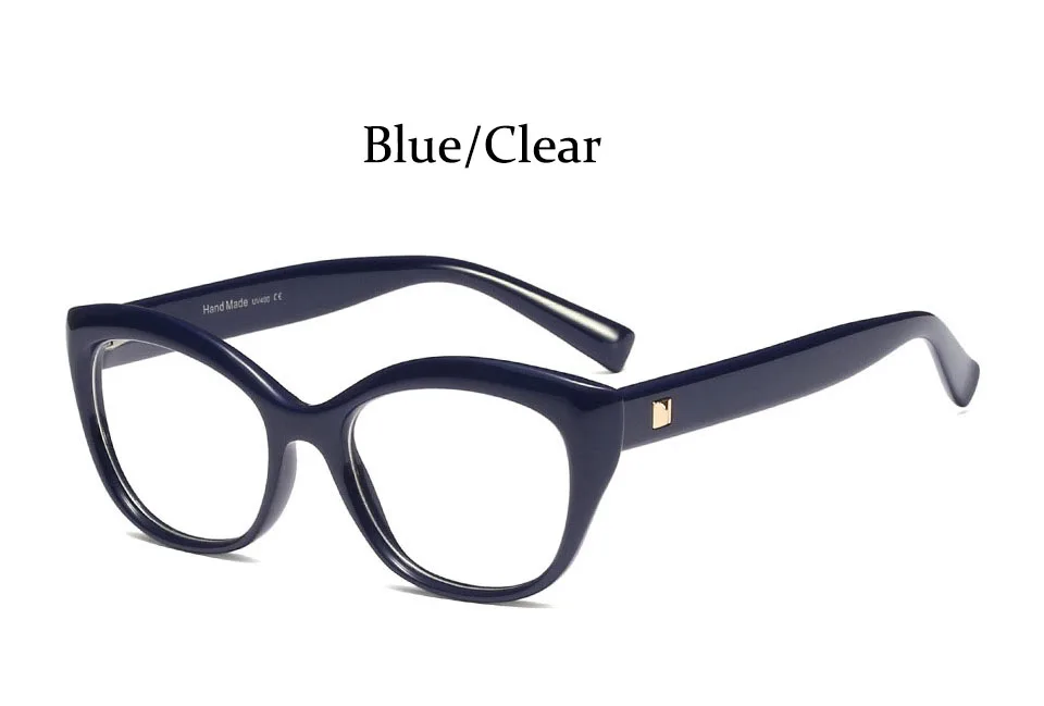 Blue Clear Очки модные кошачьи глаза очки ретро фирменный дизайн овальные прозрачные женские очки оправа для очков для женщин - Цвет оправы: Blue Clear