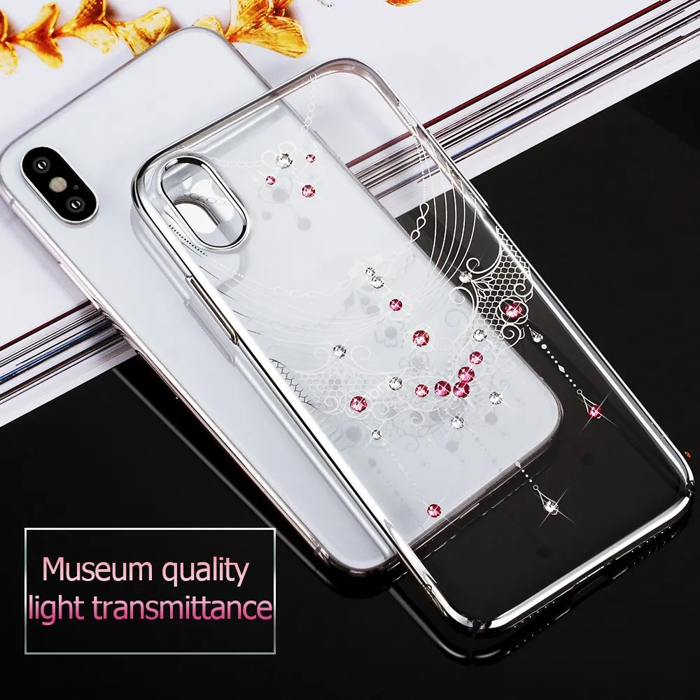 KINGXBAR чехол для iPhone X Роскошный 7 8 Plus Swarovski элемент Кристалл Прозрачный жесткий
