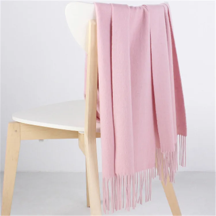 Высшее качество 100% мериносовая шерсть Женские однотонные модные длинные шарфы