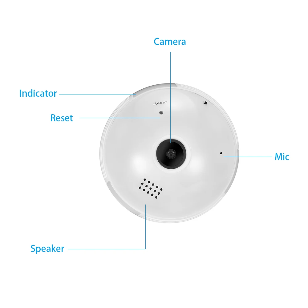 AZISHN 360 градусов панорамная WiFi ip камера 1080P 3MP 5MP HD Рыбий глаз объектив Двусторонняя