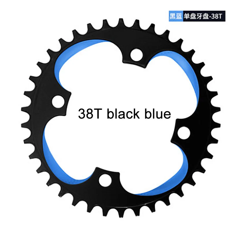 38T black blue Meijun горный велосипед полый один зуб пластина Односкоростной велосипед 32 т 34 Т 36 т 38 т зубная пластина измененная одинарная пластина одинарная скорость - Цвет: 38T black blue